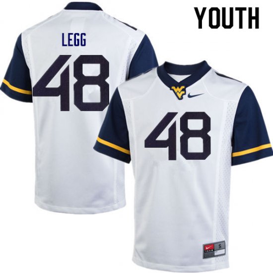 Youth West Virginia Mountaineers NCAA #48 Casey Legg White Authentic Nike Stitched College Football Jersey MT15L86UC